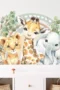 Tier Wandsticker mit Löwe, Elefant, Blättern und Herz – Perfekte Wanddekoration für Kinderzimmer