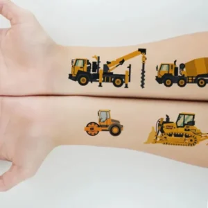 10 Blatt Bulldozer Engineering Truck Tattoos – Bunte Aufkleber für Kinderzimmer