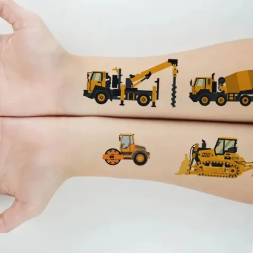 10 Blatt Bulldozer Engineering Truck Tattoos – Bunte Aufkleber für Kinderzimmer