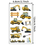 10 Blatt Bulldozer Engineering Truck Tattoos – Bunte Aufkleber für Kinderzimmer
