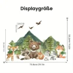 Wandsticker Waldtiere mit Bär, Hirsch, Hase & Bergen – Natur Deko mit Bäumen & Tieren fürs Kinderzimmer