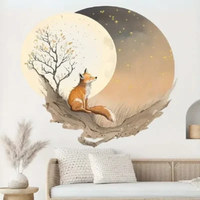 Fuchs, Mond und Baum Wandsticker – Magische Dekoration für das Kinderzimmer