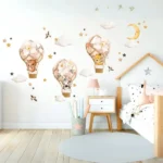 Wandsticker Löwe, Zebra, Ballons, Sterne, Mond & Vögel – Magische Deko für Kinderzimmer
