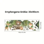 Wandsticker Waldtiere mit Bär, Hirsch, Hase & Bergen – Natur Deko mit Bäumen & Tieren fürs Kinderzimmer