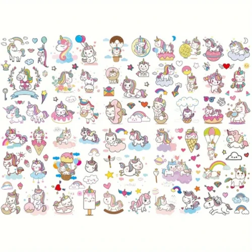 10 Blätter Einhorn Tattoos für Mädchen – Bunte Aufkleber für Mädchen