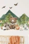 Wandsticker Waldtiere mit Bär, Hirsch, Hase & Bergen – Natur Deko mit Bäumen & Tieren fürs Kinderzimmer