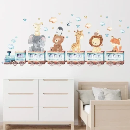 Tiger, Elefant, Zug, Wolken, Sterne & Vögel – Fantastische Wandsticker für Kinderzimmer