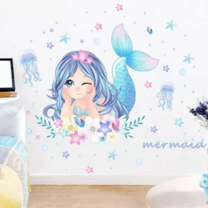 Meerjungfrau,Quallen,Seesterne und Blumen – Magische Wandsticker für Mädchenzimmer