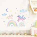 Regenbogen, Stern, Wolke und Mond Wandsticker – Bunte Dekoration für das Kinderzimmer