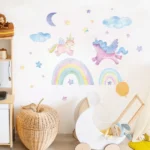 Regenbogen, Stern, Wolke und Mond Wandsticker – Bunte Dekoration für das Kinderzimmer