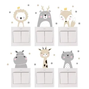 6-teiliges Boho-Farb-Cartoon-Tiere Wandsticker Set – Kreative Deko für Kinderzimmer