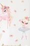 Pink Unicorn Wandsticker mit tanzendem Mädchen, Hirsch und rosa Blumen – Märchenhafte Wanddekoration für Kinderzimmer