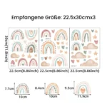 Wanddekoration Regenbogen Herzen, Sterne und Wolken – Bunte Wandsticker für Kinderzimmer
