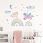 Regenbogen, Stern, Wolke und Mond Wandsticker – Bunte Dekoration für das Kinderzimmer