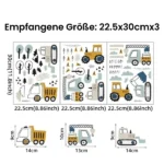 Bagger, Kran, Müllwagen und Baum Wandsticker – Abenteuerliche Wanddekoration für das Kinderzimmer