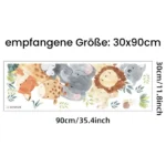 Tier Wandsticker mit Elefant, Löwe und Hase – Niedliche Tiermotive für das Kinderzimmer