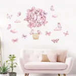 Pink Schmetterlinge im Korb Wandsticker – Zarte Wanddekoration für das Kinderzimmer
