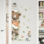 Wandsticker Tiere mit Vögeln, Blättern und Sternen – Dekorative Wandaufkleber für Kinderzimmer und Wohnzimmer