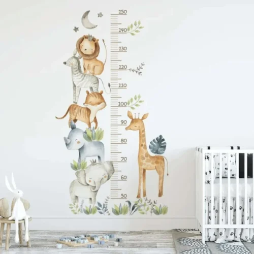 Wandtattoo Dekoration mit Mond, Sternen & Tieren – Elefant, Fuchs, Löwe für das Kinderzimmer