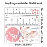 Wandsticker 2 Teile Hase Ballon & Höhenmessung – Niedliche Wanddekoration für Kinderzimmer