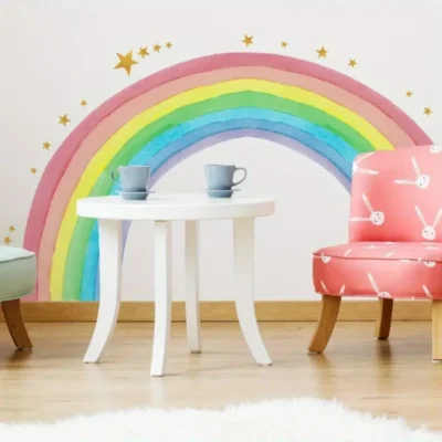 XXL Wandsticker Regenbogen Kinderzimmer mit Sternen – Wanddekoration für Mädchen & Jungen