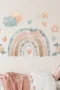 Herz und Blumen Wandsticker mit Sonne, Wolken und Regenbogen – Farbige Wanddekoration für das Kinderzimmer