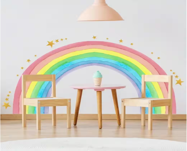 XXL Wandsticker Regenbogen Kinderzimmer mit Sternen – Wanddekoration für Mädchen & Jungen