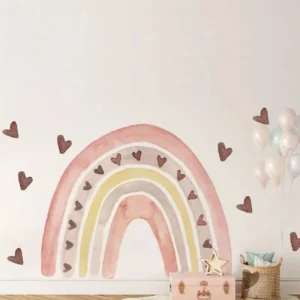Selbstklebende Wandsticker Herz & Regenbogen – Wanddekoration für Kinderzimmer und Wohnzimmer