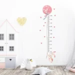 Wandsticker 2 Teile Hase Ballon & Höhenmessung – Niedliche Wanddekoration für Kinderzimmer