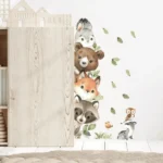 Wandsticker Tiere mit Vögeln, Blättern und Sternen – Dekorative Wandaufkleber für Kinderzimmer und Wohnzimmer