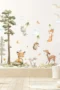 Wandsticker Hase Fuchs Reh Großer Baum mit Vögeln und fliegendem Fuchs – Natur Wanddekoration für Kinderzimmer