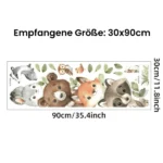 Wandsticker Tiere mit Vögeln, Blättern und Sternen – Dekorative Wandaufkleber für Kinderzimmer und Wohnzimmer