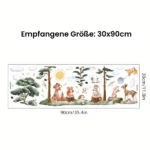 Wandtattoo Süße Tiere - Bär, Reh, Hase, Wolken, Sonne, Vögel und Bäume für Kinderzimmer & Babyzimmer Deko