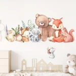 Wandaufkleber Tiere – Bär, Fuchs, Hase und Maus für Kinderzimmer & Babyzimmer Dekoration