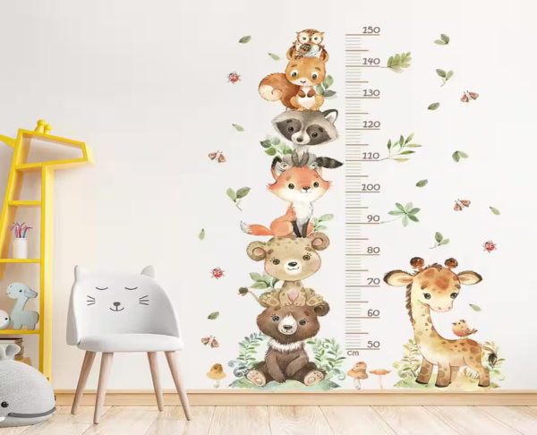 Wandaufkleber Giraffe, Bär und andere Tiere mit Höhenmesser – Kinderzimmer Dekoration mit Altimeter Skala - Image 5