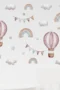 Wandaufkleber Wasserfarben Pink Ballon, Regenbogenstern, Wolke und Box mit Name 'Love Life' für Kinderzimmer