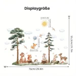 Wandtattoo Süße Tiere - Bär, Reh, Hase, Wolken, Sonne, Vögel und Bäume für Kinderzimmer & Babyzimmer Deko