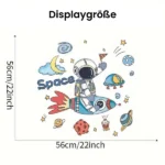 Space Wandaufkleber mit Cartoon Astronauten, Raumschiffen, Raketen, Planeten, Wolken und Sternen für Kinderzimmer