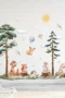 Wandtattoo Süße Tiere - Bär, Reh, Hase, Wolken, Sonne, Vögel und Bäume für Kinderzimmer & Babyzimmer Deko