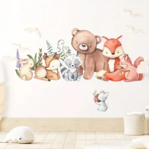 Wandaufkleber Tiere – Bär, Fuchs, Hase und Maus für Kinderzimmer & Babyzimmer Dekoration
