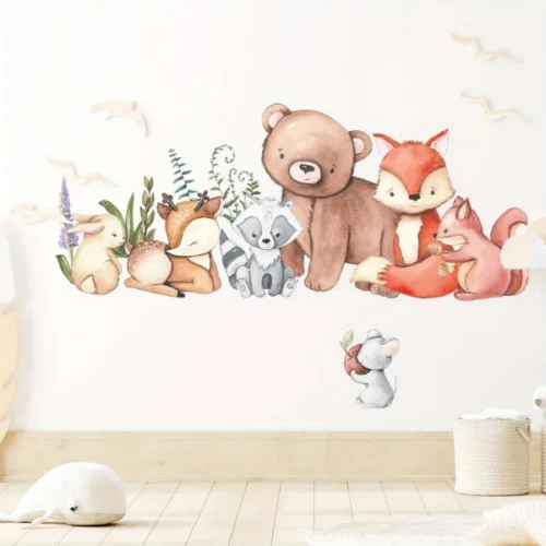Wandaufkleber Tiere – Bär, Fuchs, Hase und Maus für Kinderzimmer & Babyzimmer Dekoration