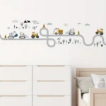 Wandaufkleber Autos & Baustellenfahrzeuge – Cartoon Auto, Straßen, Wolken für Kinderzimmer Dekoration