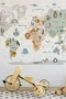 Wandaufkleber mit Wildtierkarte - Tier- und Fischdesign mit Panda, Kamel und Krake - Dekorativer Aufkleber mit Land und Meer