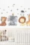 Wandsticker Löwe, Bär, Fuchs mit Sternen und Mond – Magische Wanddekoration für Kinderzimmer