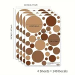 Wandsticker 4 Teile Boho Braunes Punktmuster – Stilvolle Wanddekoration im Boho Design