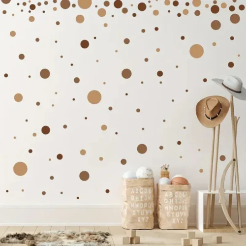 Wandsticker 4 Teile Boho Braunes Punktmuster – Stilvolle Wanddekoration im Boho Design