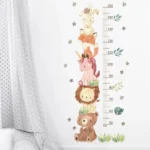 Wandsticker Einhorn Tierskala zur Höhenmessung – Löwe, Bär und Hase für Kinderzimmer