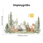 XL Wandsticker Sonne, Bäume, Bär, Fuchs und Berge – Naturinspirierte Wanddekoration für Kinderzimmer