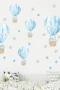 Wandsticker Blauer Baby Elefant mit Heißluftballon und Sternen – Niedliche Wanddekoration für Kinderzimmer