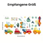 Wandsticker Baum, Kräne und Baustellenfahrzeuge – Kreative Wanddekoration für Kinderzimmer